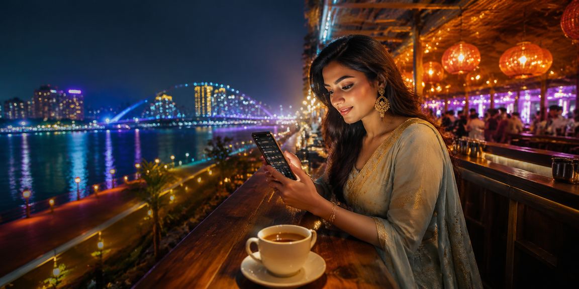 ঢাকার নগরী পটভূমিকায় pjokapp অ্যাপ ডাউনলোড ইন্টারফেস